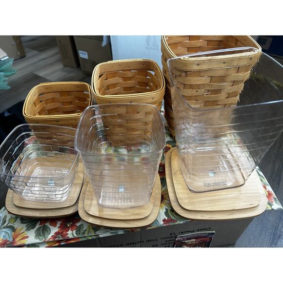 3 Longaberger Spoon Baskets Combos - Medium Small Teaspoon Storage Canisters - Picture 5 of 6
